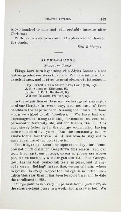 Alpha-Lambda, December 1906